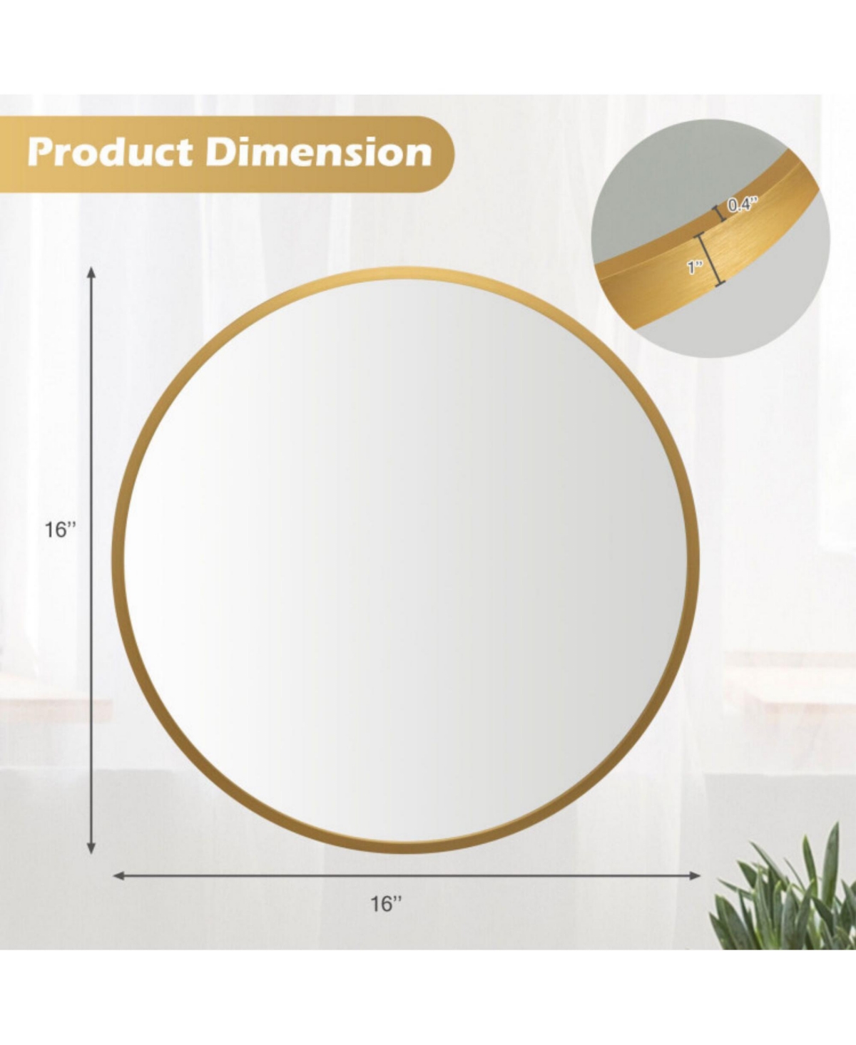 Sugift Round Wall Mirror with Aluminum Alloy Frame