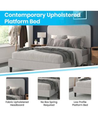 Remi Platform Bed With Headboard - Upholstered Frame - 14 Wooden Slats - No Box Spring Required