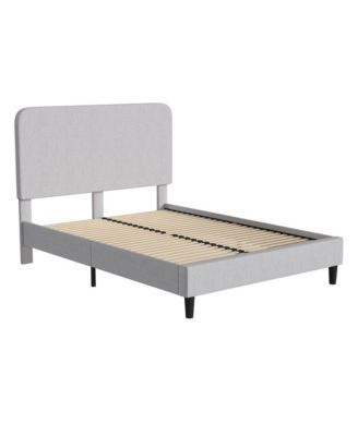 Remi Platform Bed With Headboard - Upholstered Frame - 14 Wooden Slats - No Box Spring Required