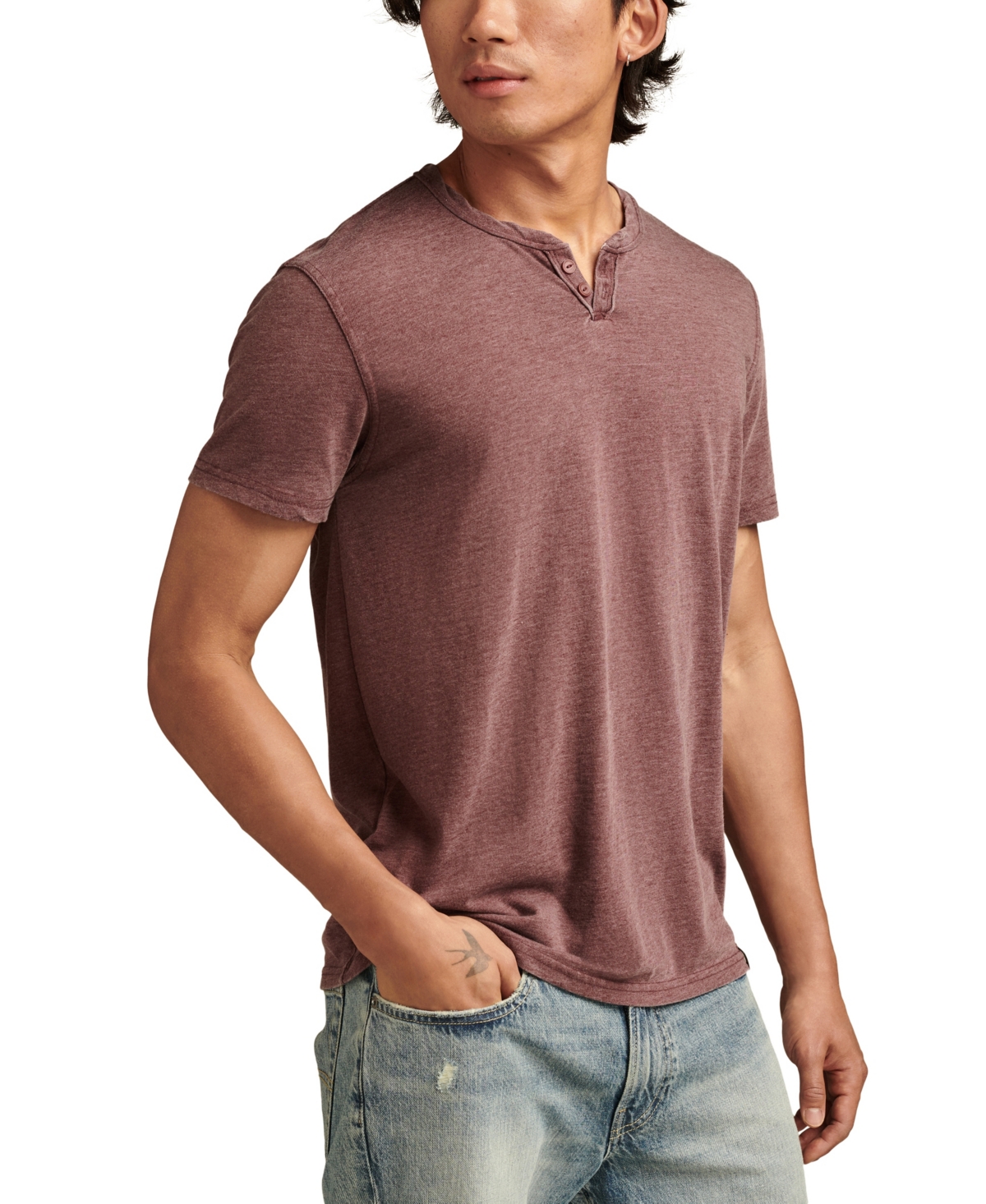 Lucky Brand Men's Venice Burnout Notch Neck Tee T-shirts In Port Royale