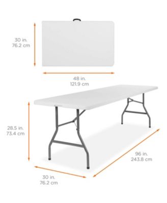 8 ft. White Fold-in-Half Steel Outdoor Picnic Folding Table