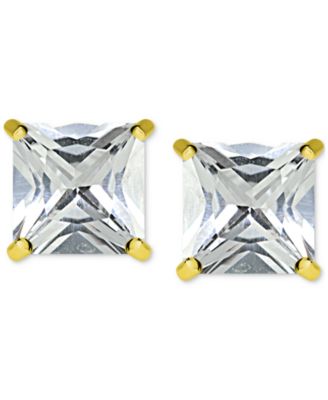 Cubic Zirconia Square Solitaire Stud Earrings, Created for Macy's