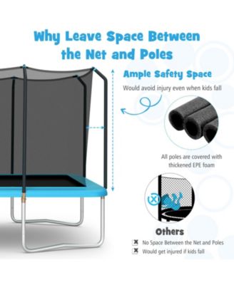 8 x 14 Feet Rectangular Recreational Trampoline with Safety Enclosure Net and Ladder