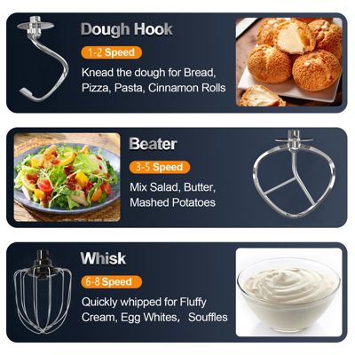 5.3 Qt Digital Display Stand Mixer 8 Speed with Egg Whisk, Dough Hook & Flat Beater