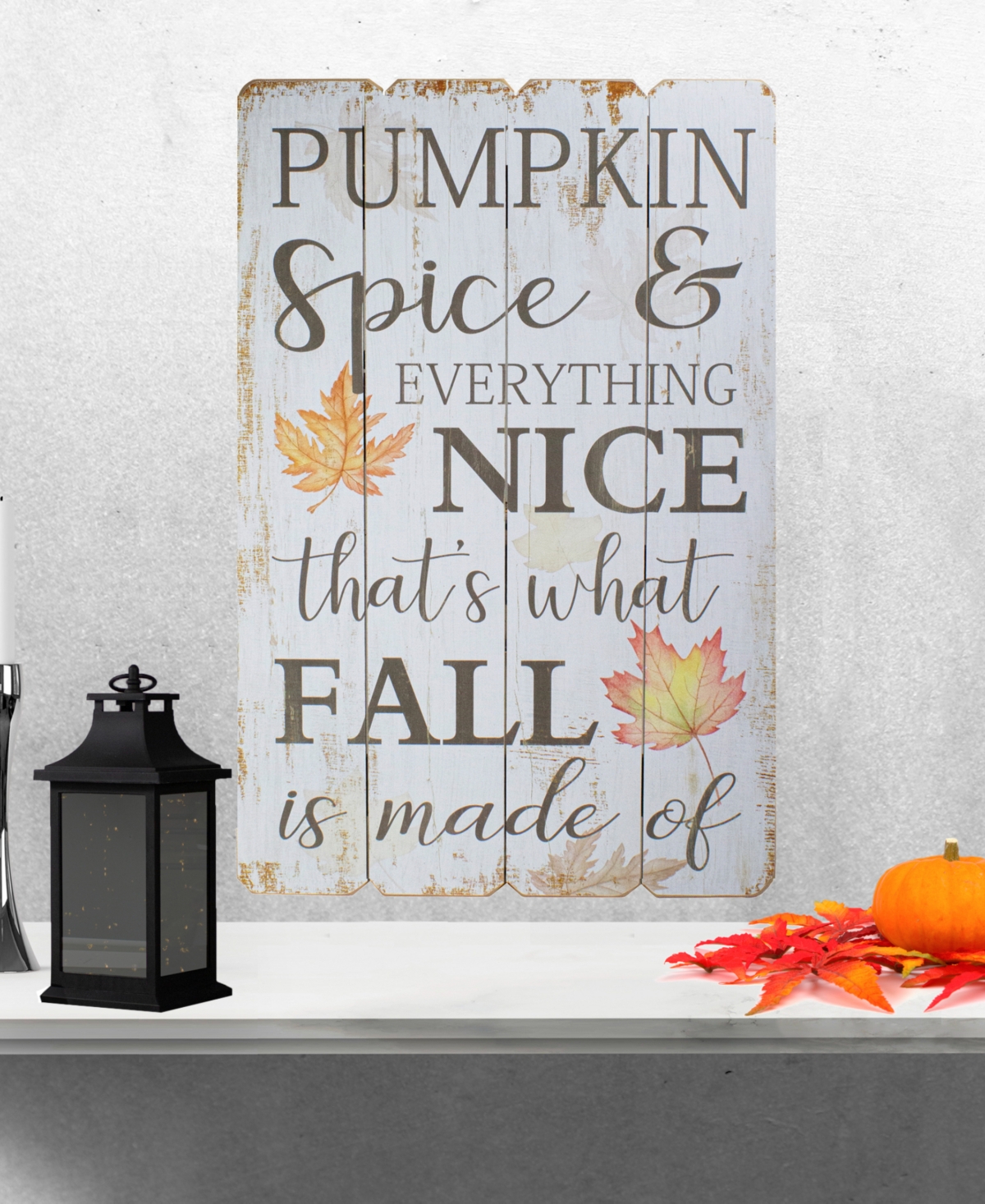 Northlight 23.5" White-washed Pumpkin Spice Everything Nice Fall Wooden Hanging Wall Sign In White