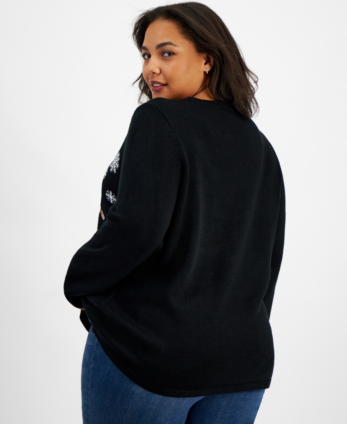 Holiday Lane Plus Size Merry Robins Embellished Sweater, Created for Macy's