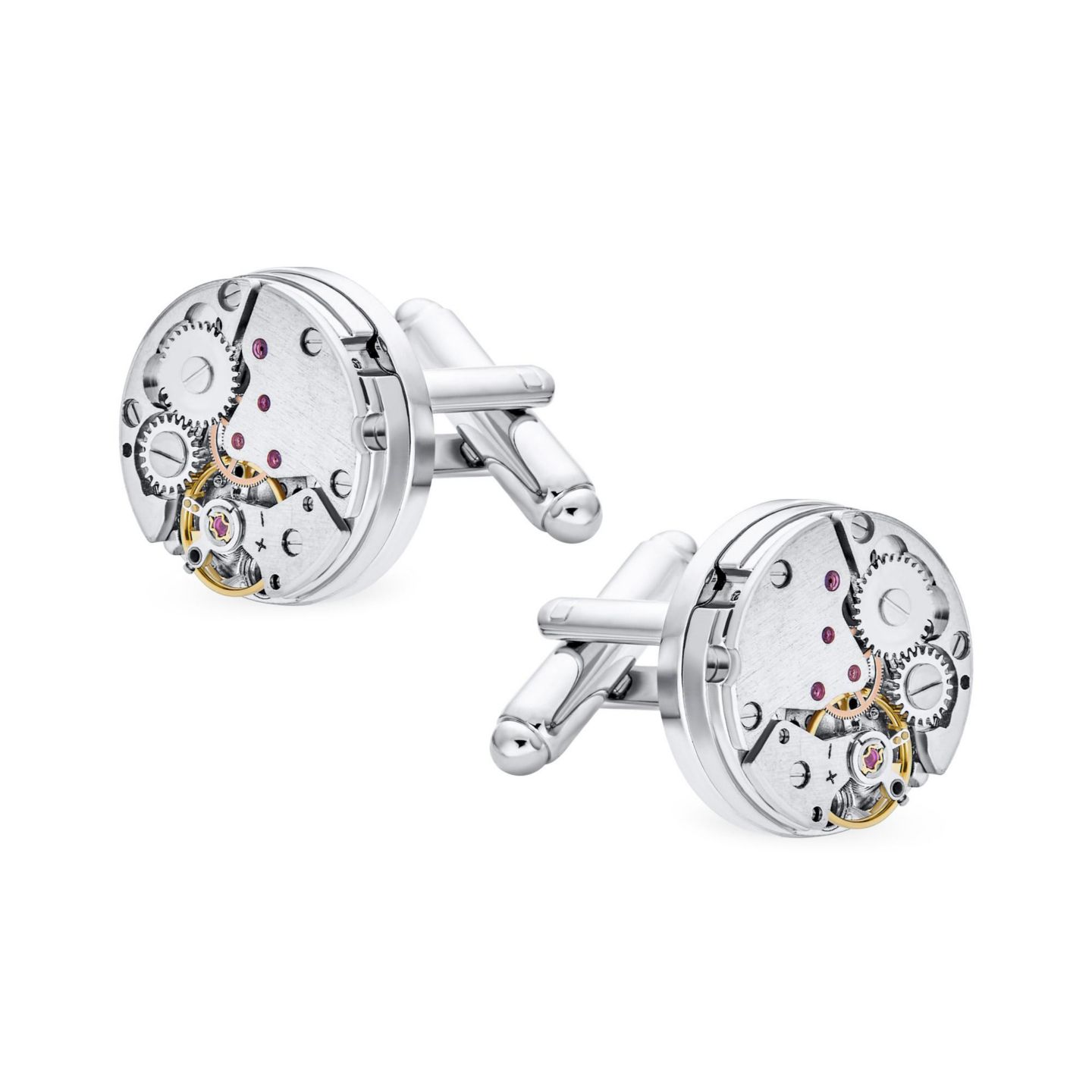 Мужские запонки Bling Jewelry Steampunk Gear Wheel Cufflinks 2-Piece Set, цвет: Разноцветный, вариант 1 — фото 2