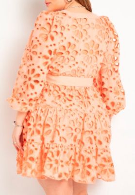 Women's Plus Size Tiered Eyelet Mini Dress