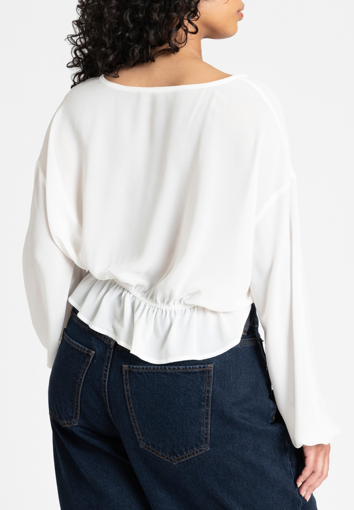 Eloquii Plus Size Relaxed Peasant Blouse