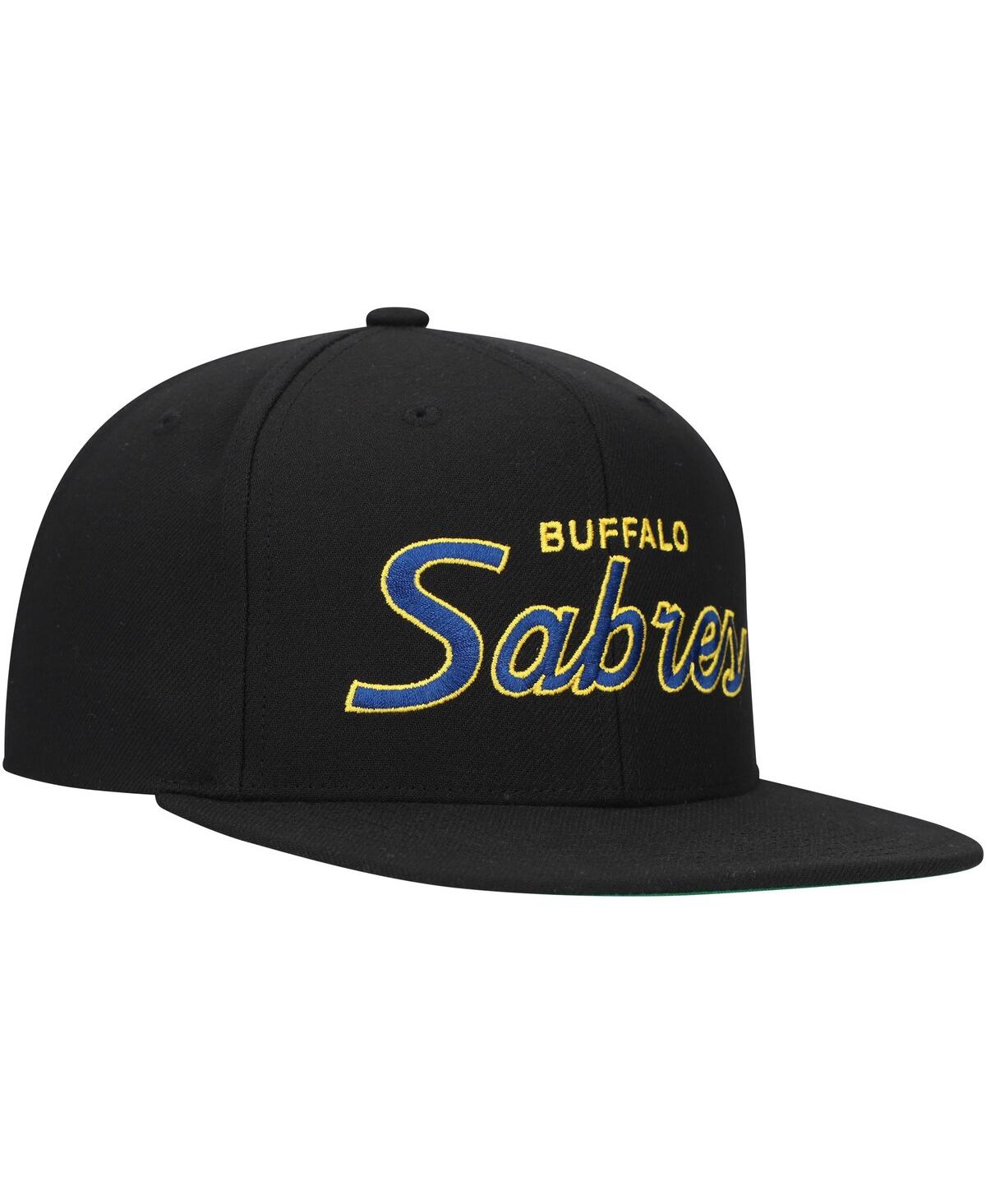 Mitchell & Ness Mitchell Ness Men's Black Buffalo Sabres Core Team Script 2.0 Snapback Hat In Black