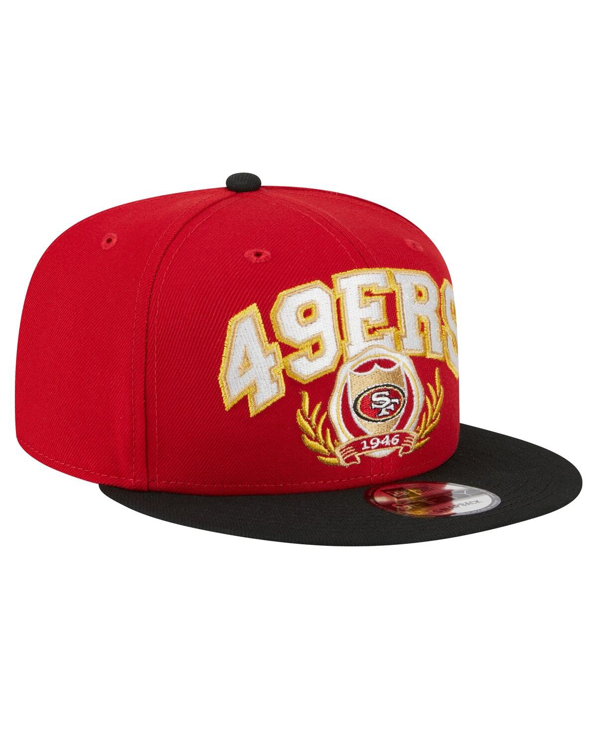 New Era Men'sBlack San Francisco 49ers Team Establish 9FIFTY Snapback Hat - Scarlet, Black