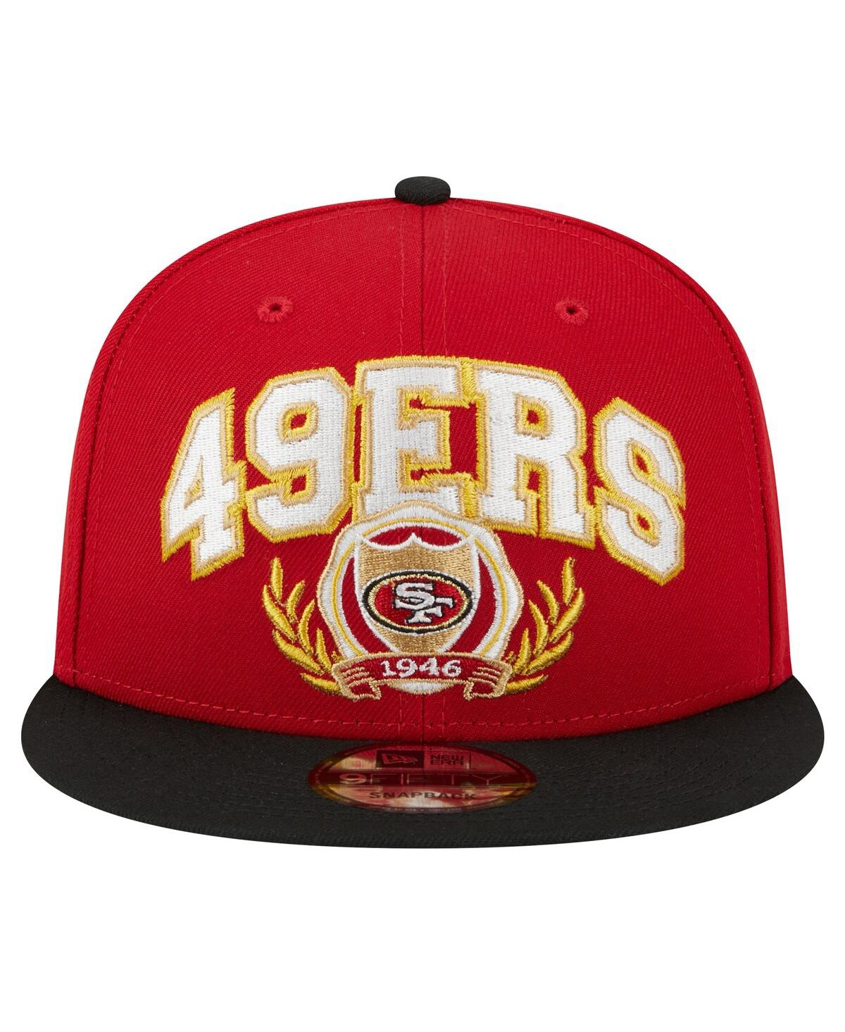 New Era Men'sBlack San Francisco 49ers Team Establish 9FIFTY Snapback Hat - Scarlet, Black