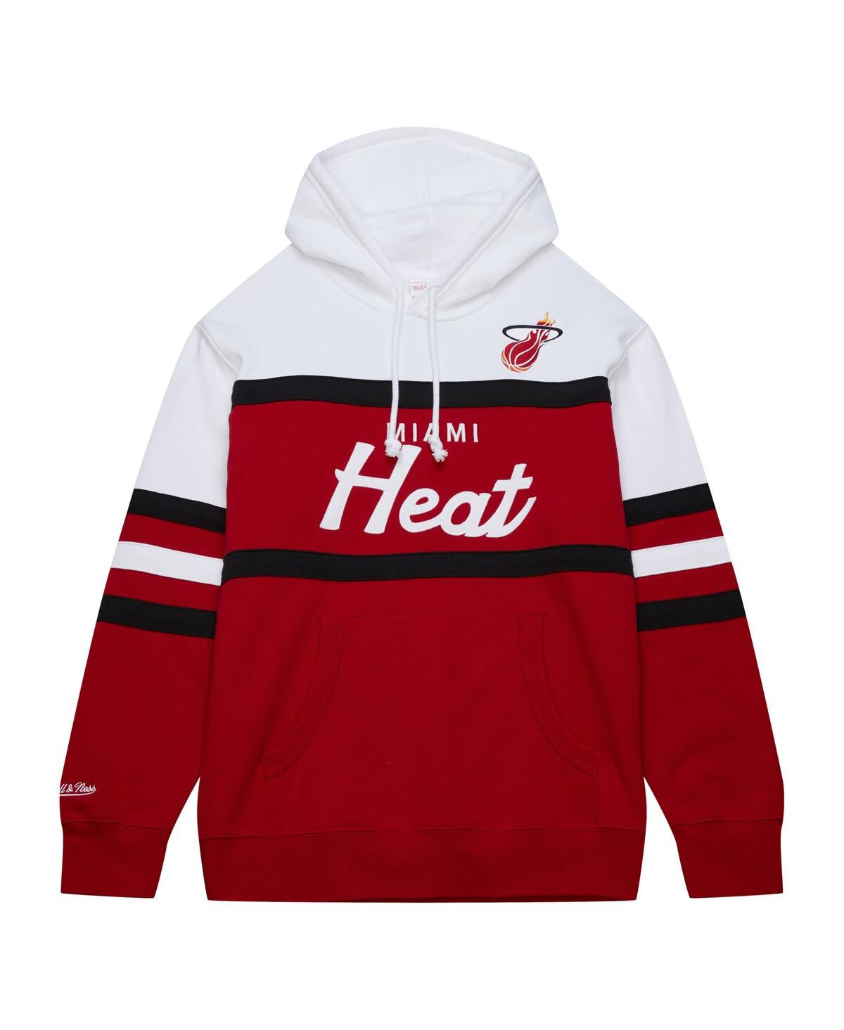 Mitchell & Ness Men's Red/white Miami Heat Head Coach Pullover Hoodie In Red,white