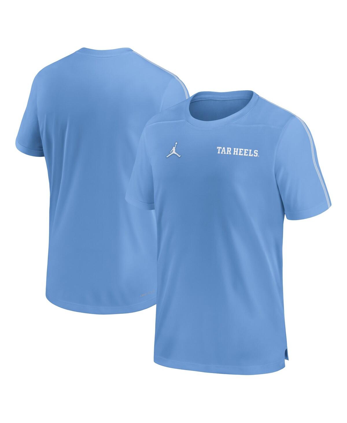 Shop Jordan Men's North Carolina Tar Heels 2024 Sideline Coach Performance Top In Light Blue,white