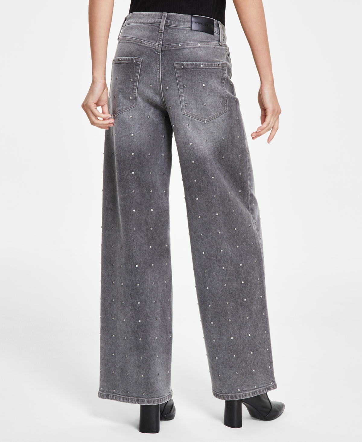 Dkny Jeans Women's High-Rise Rhinestone Wide-Leg Jeans - UWX - WASHINGTON