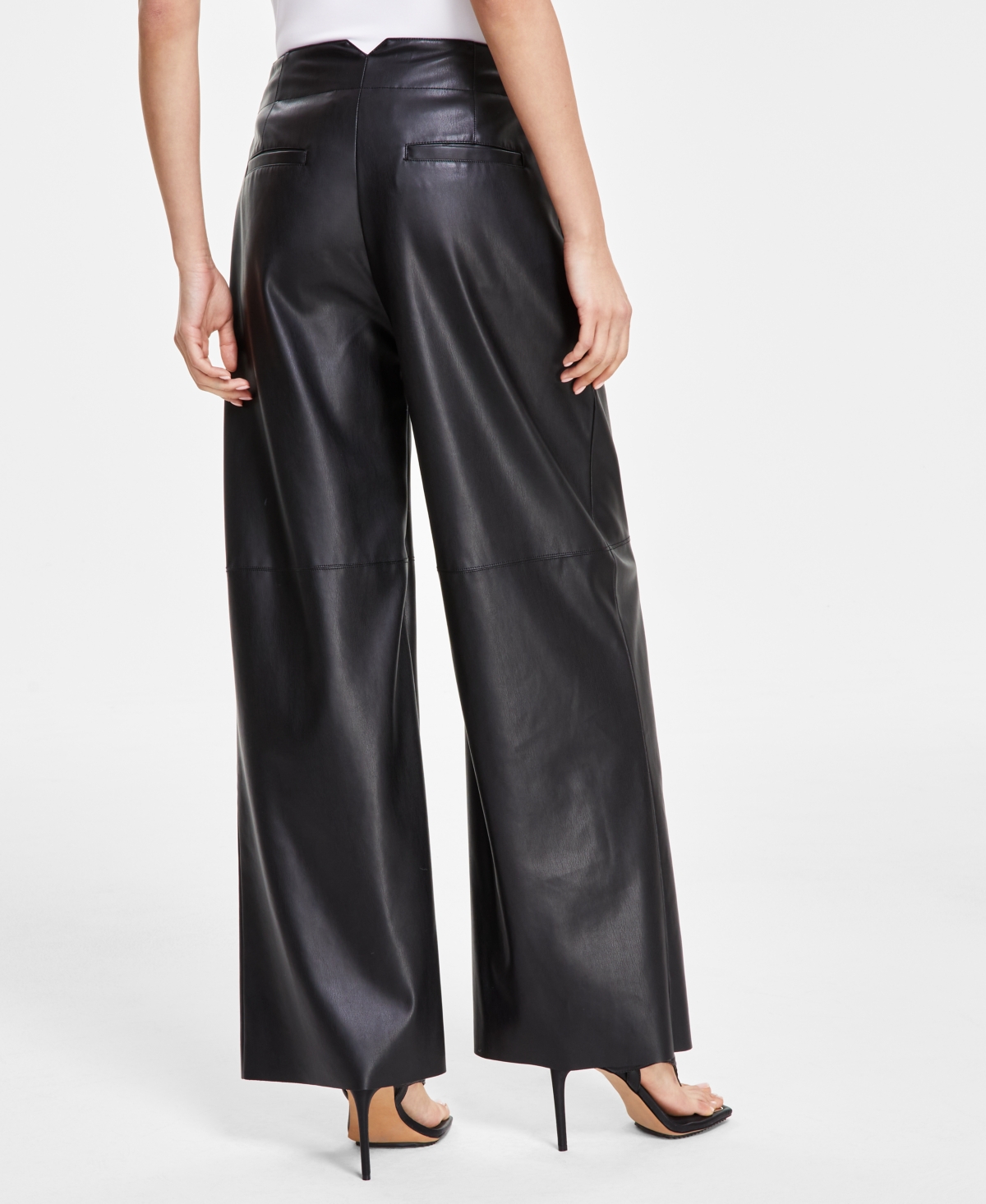 Dkny Jeans Women's Faux-Leather Wide-Leg Pants - BLK - BLACK
