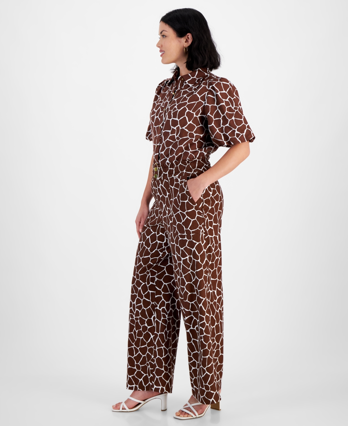I.n.c. International Concepts Petite Printed Linen-Blend Wide-Leg Pants, Created for Macy's