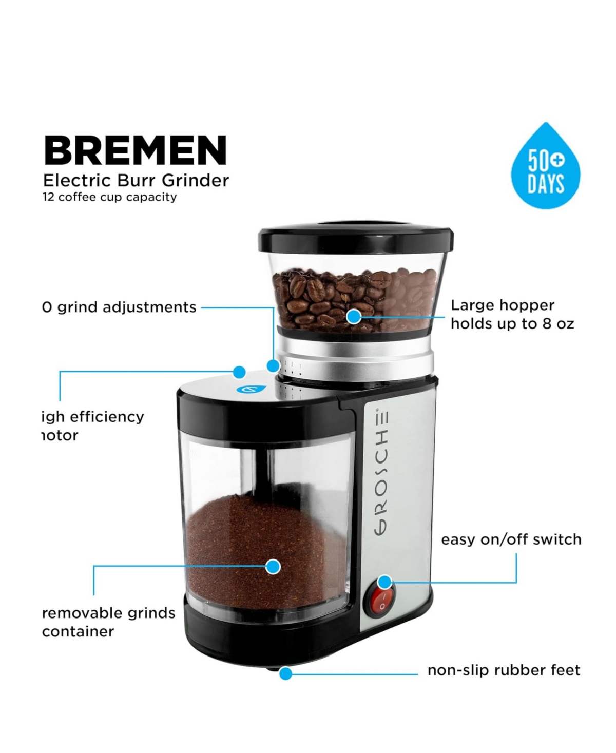 Grosche Grind Brew Duo: Milano Stone Moka Pot Bremen Burr Grinder In Fossil Grey