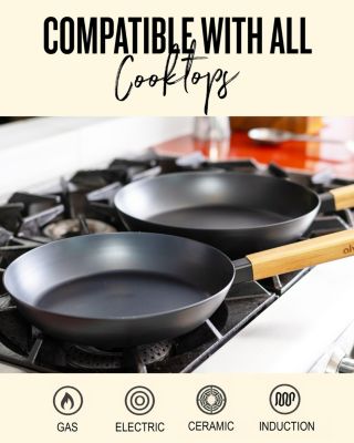 Forest Carbon Steel Frying Pan 8" with Acacia Wood Handle