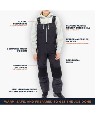 Women's Diamond Quilted Bib Overalls - Insulated, Water-Repellent, and Wind-Tight Workwear for Extreme Cold
