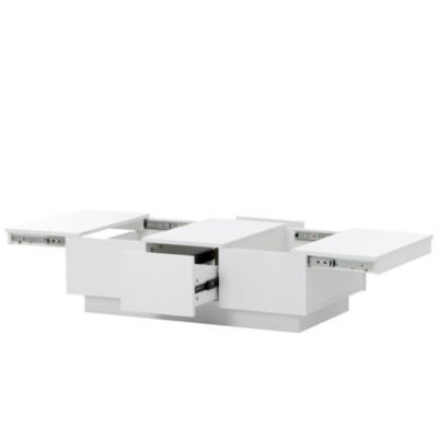 White Multi-Storage Coffee Table, 39.3"x21.6"