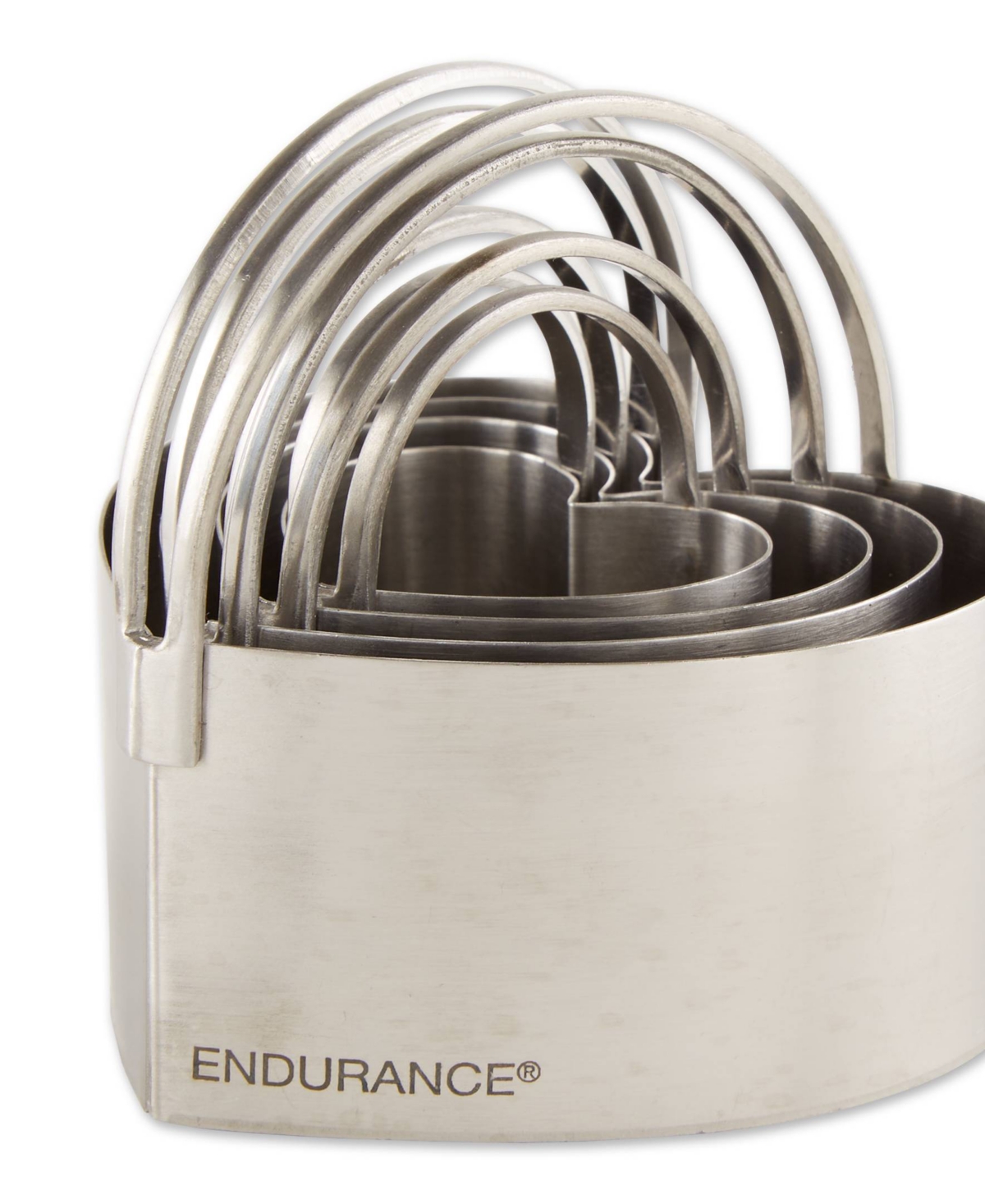 RSVP INTERNATIONAL ENDURANCE STAINLESS STEEL 4 PIECE HEART SHAPED NESTING BISCUIT CUTTER SET 