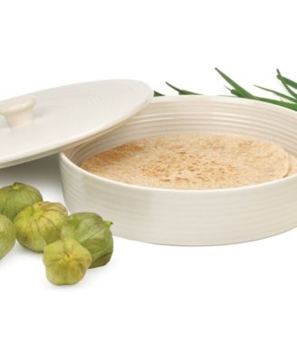 11" D Stoneware White Tortilla Warmer