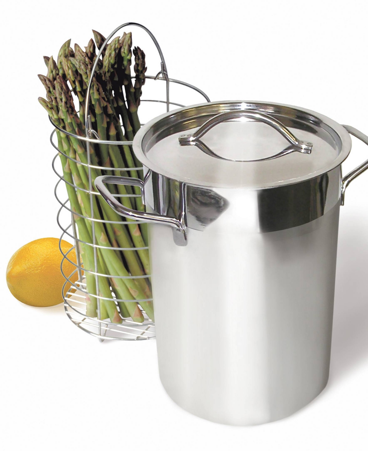 Rsvp International Endurance 18/8 Stainless Steel 8"x6"x9" Asparagus Steamer Pot Lid In Silver