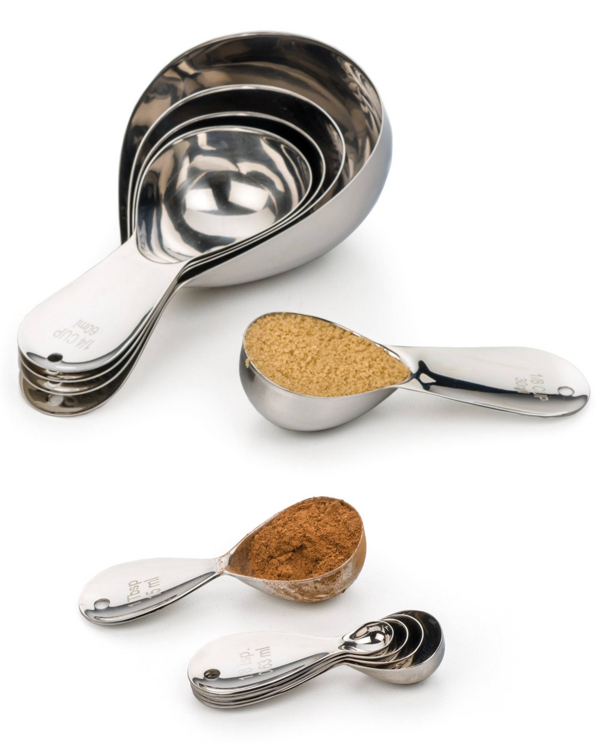 Rsvp International Endurance 18/8 Stainless Steel 5 Piece Teardrop Measuring Cup Set In Gray