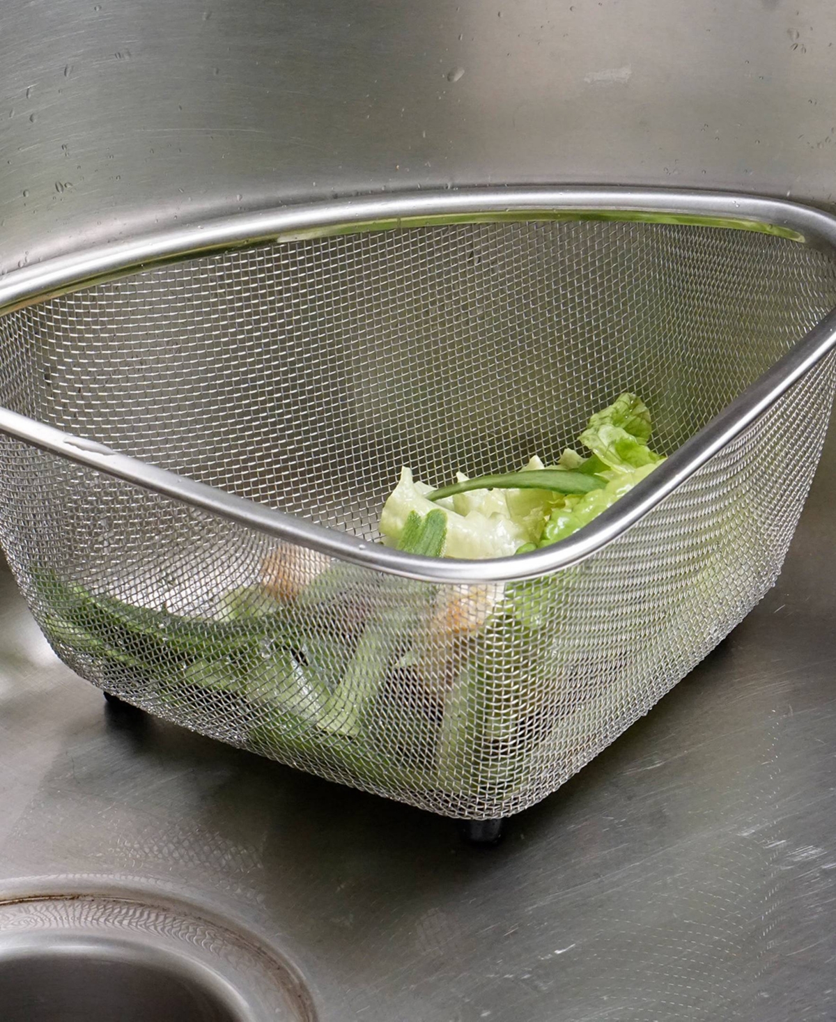 Shop Rsvp International Endurance Stainless Steel 9"x7"x4" In-sink Mesh Corner Basket In Gray