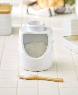 Stoneware 2 Piece 6 Ounce Matte White Salt Pig and Spoon Set