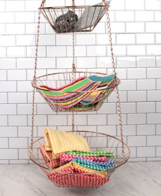 Woven Wire 3 Tier Copper Hanging Basket