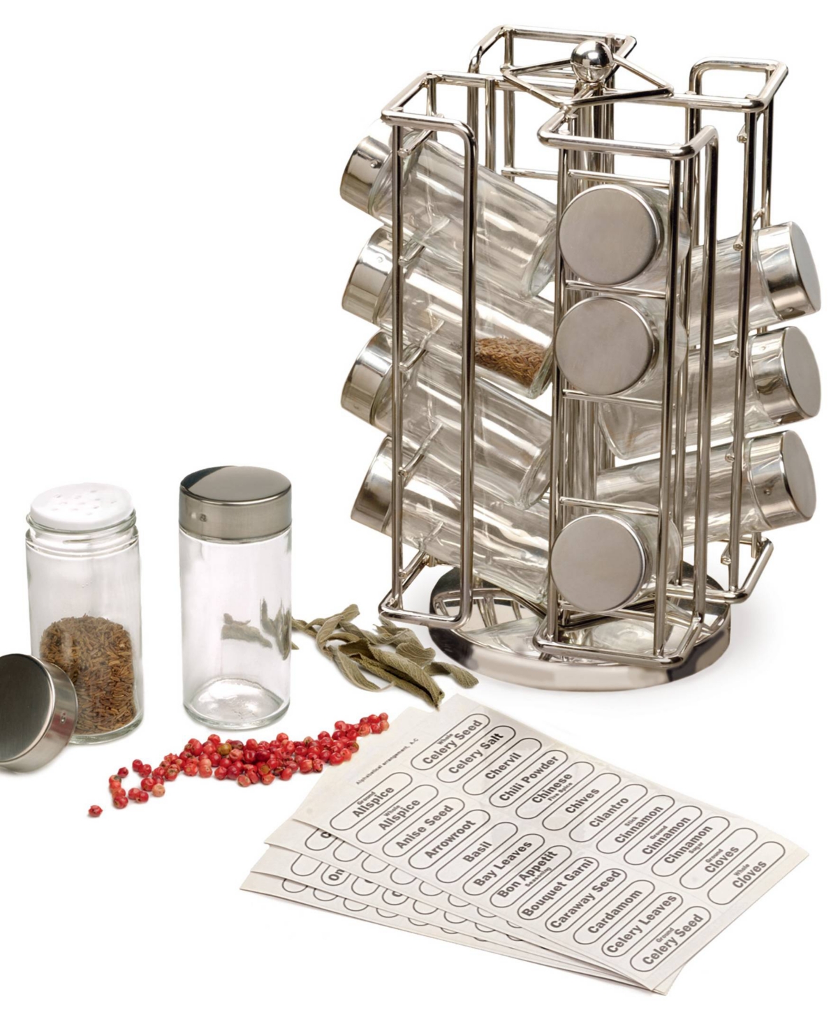 Rsvp International 101 Piece 5.75" X 10.5" Revolving Spice Rack Jar Set In Multi