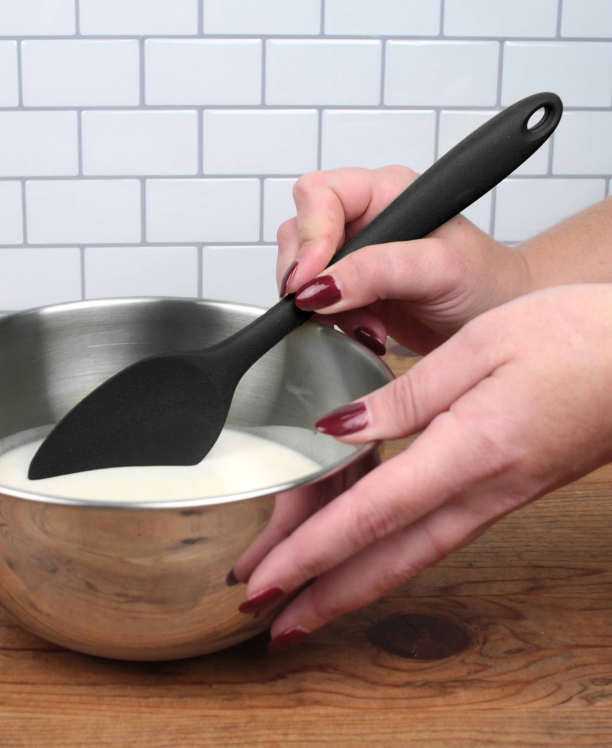 Rsvp International Silicone Coated Steel 11" X 2.25" Ela Series Black Spoon In Black