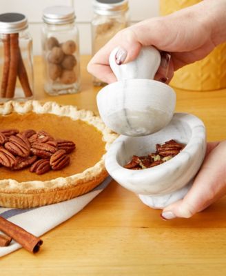 Stoneware Marble Spice Grinder - White 4x4x2"