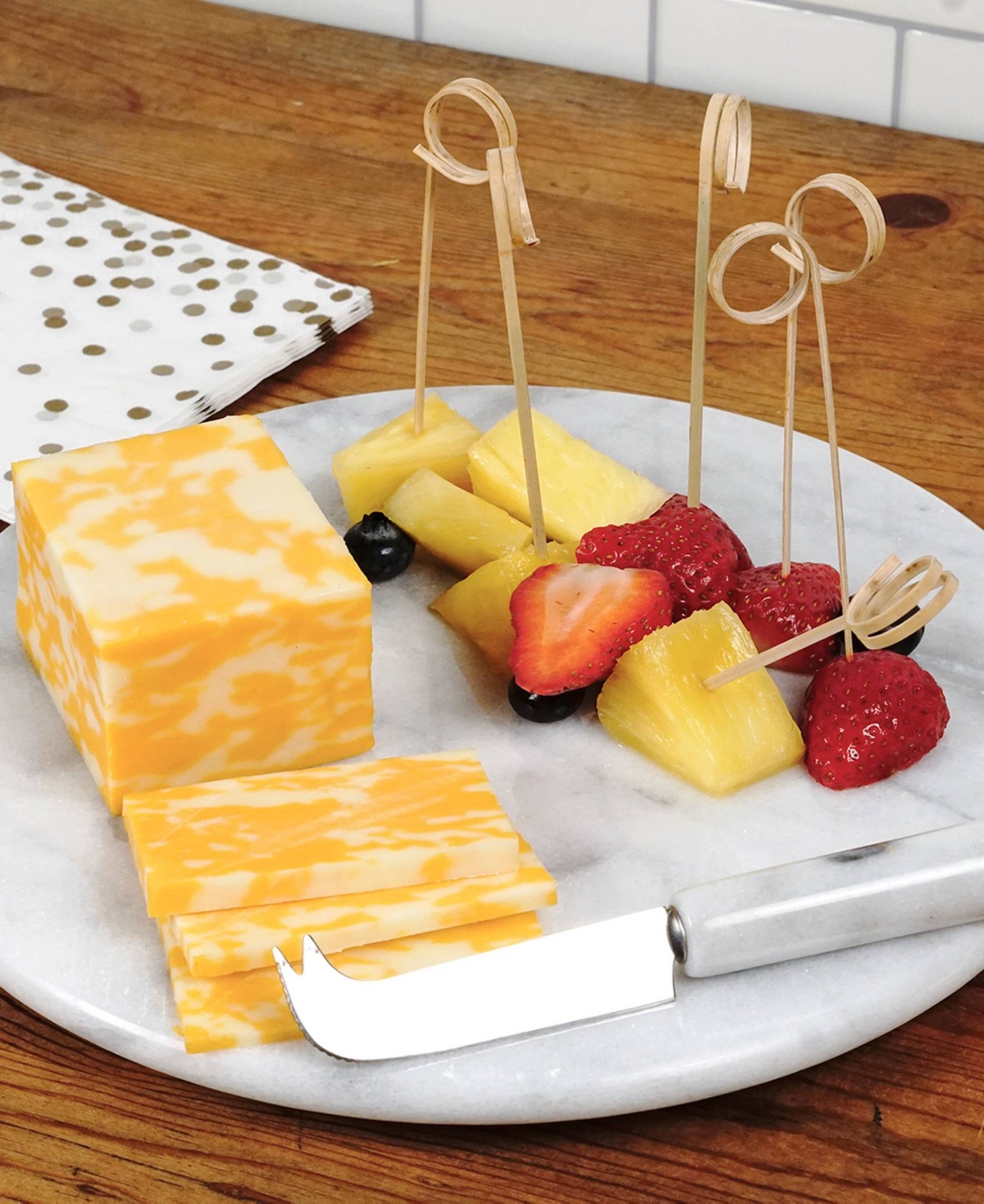 Rsvp International White Marble 10" Diameter Cheese Board In White