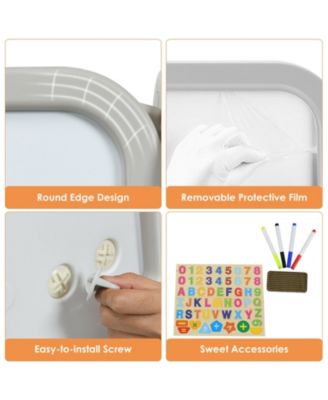 2-in-1 Kids Easel Desk Chair Set Book Rack Adjustable Art Painting Board