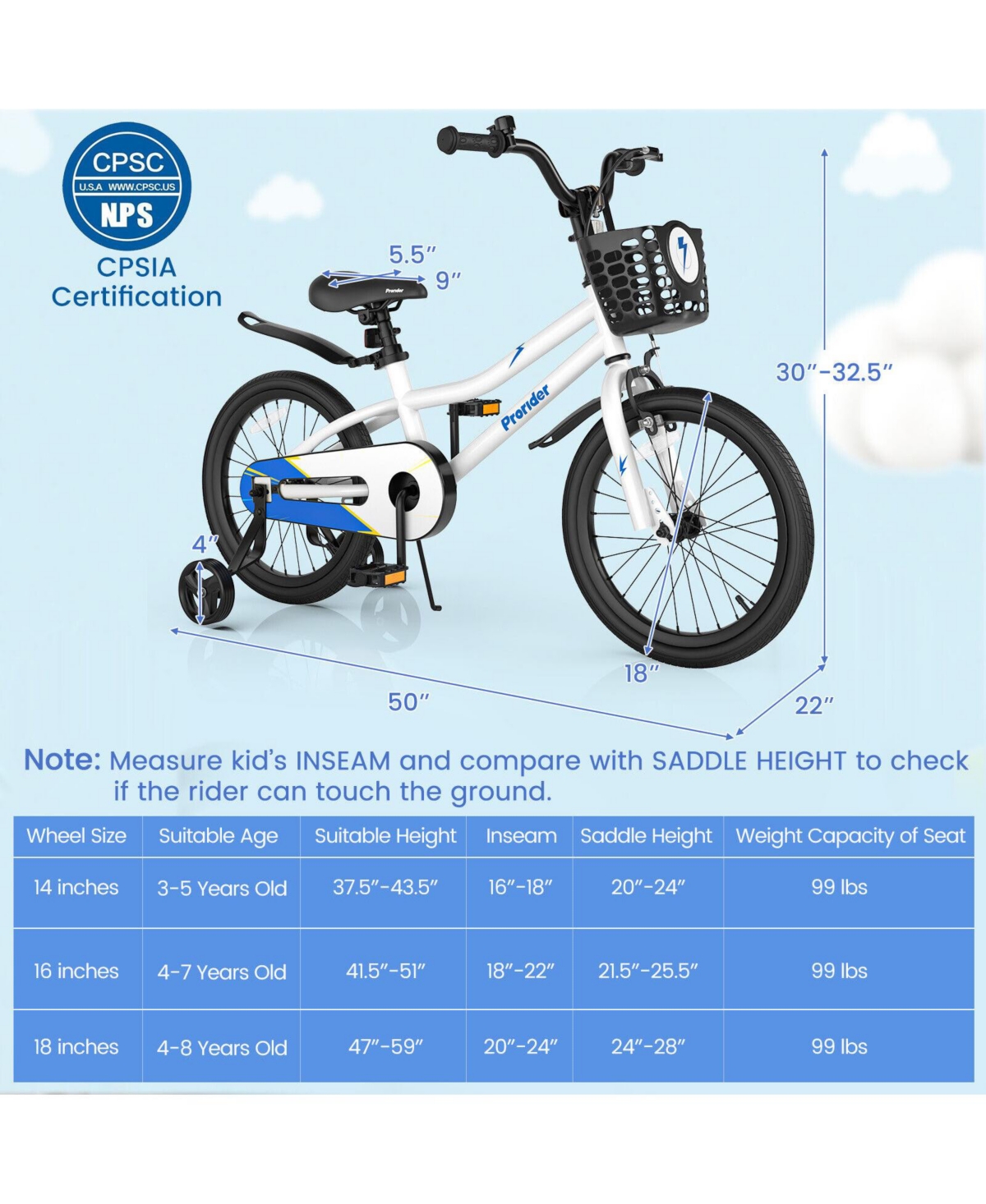 18 Inch Kid's Bike with Training Wheels and Coaster Brake