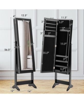 Mirrored Standing Jewelry Cabinet Storage Box