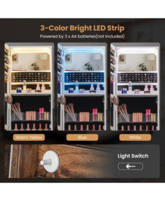 Lockable Freestanding Jewelry Organizer with Full-Length Frameless Mirror