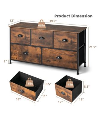 Dresser Organizer with 5 Drawers and Wooden Top