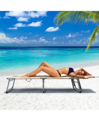 Folding Chaise Lounge Chair with Face Hole for Beach