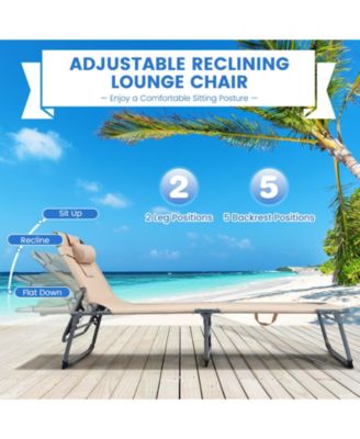 Folding Chaise Lounge Chair with Face Hole for Beach
