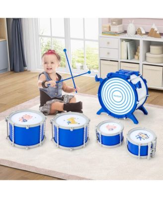 Kids Drum Set Educational Percussion Musical Instrument Toy with Bass Drum