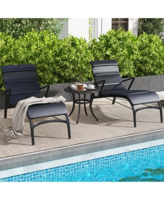 24" Patio Side Table with Adjustable Footpads Round Cast Aluminum End Table