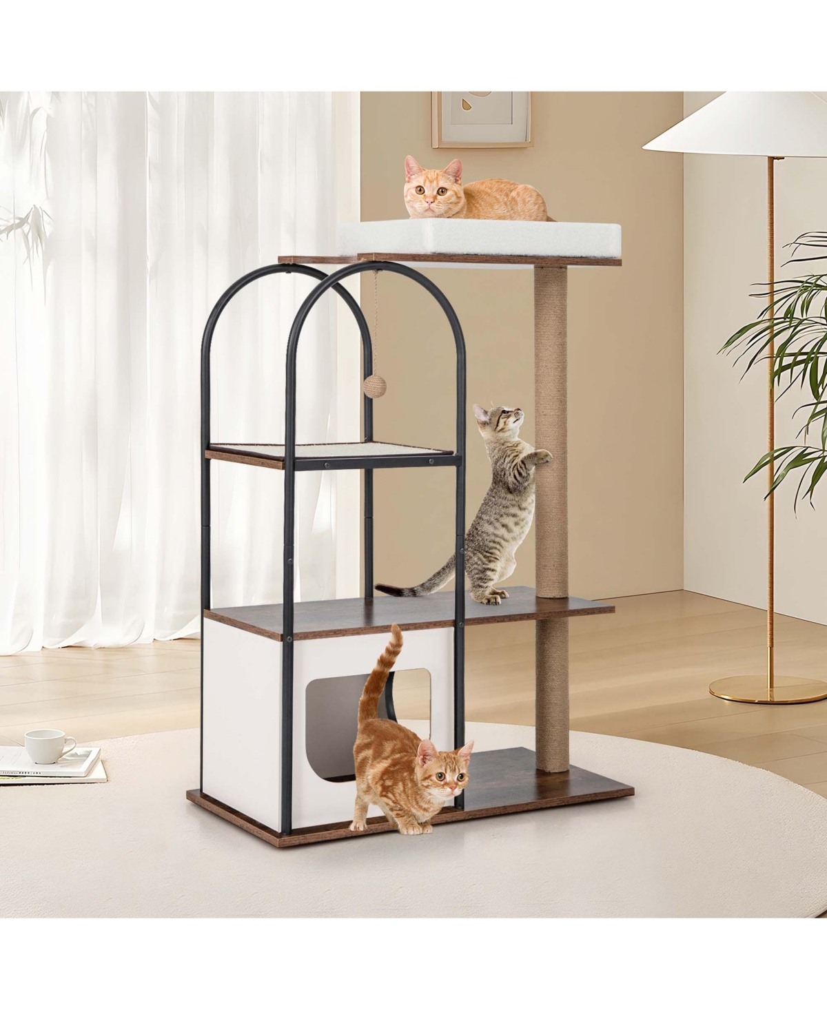 Costway Large Cat Tree Tower with Top Perch Cat Bed Cat Condo Scratching Posts Indoor