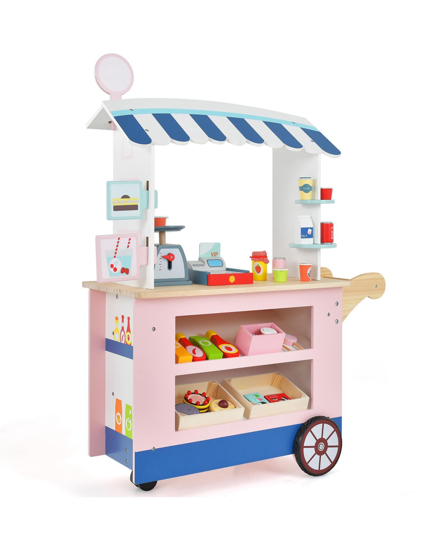 Детские игрушки Costway Food Cart 30-Piece Play Set, Ages 3+ — фото 9