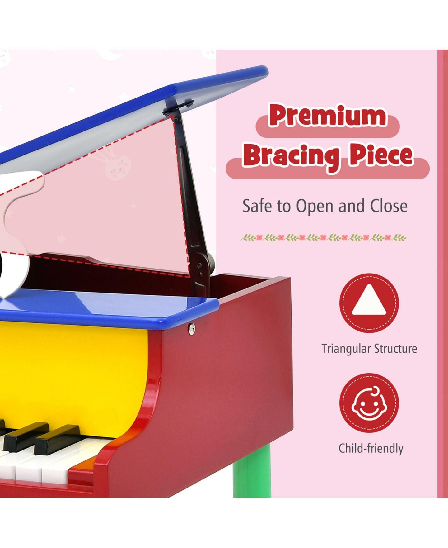 Детские игрушки Costway 30-Key Classic Baby Grand Piano Musical 3-Piece Set, Ages 3+, цвет: Assorted Pre-Pack — фото 4