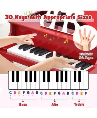 30-Key Classic Baby Grand Piano Toddler Toy Wood with Bench & Music Rack