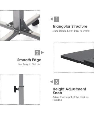 Adjustable Angle & Height Rolling Laptop Notebook Desk Stand Over Sofa Bed Table